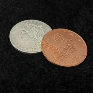 Hopping Half Morgan Dollar and Statue of Liberty Coin